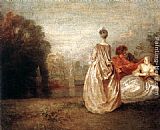 Jean-antoine Watteau Canvas Paintings - Two Cousins